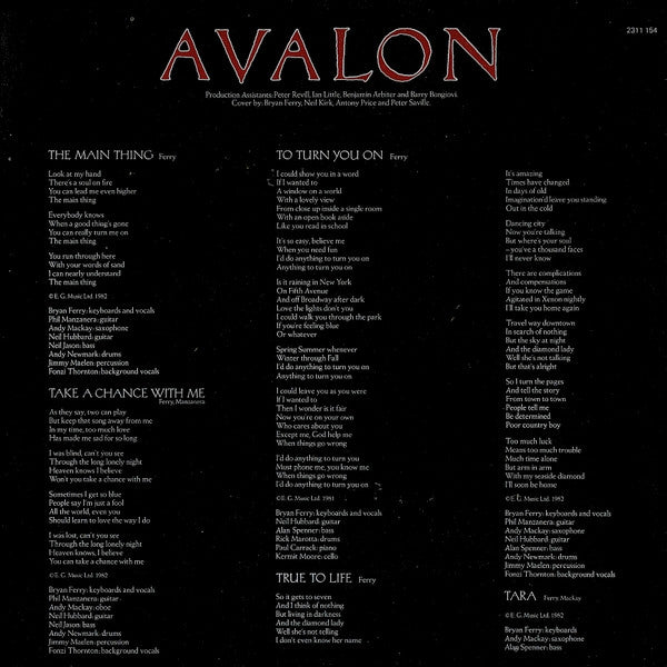 Roxy Music : Avalon (LP, Album)