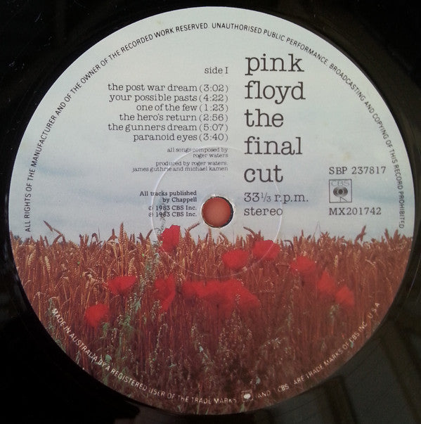 Pink Floyd : The Final Cut (LP, Album, Gat)