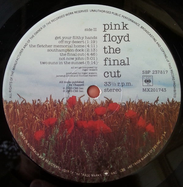 Pink Floyd : The Final Cut (LP, Album, Gat)
