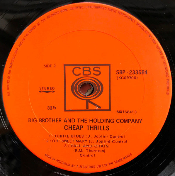 Big Brother & The Holding Company : Cheap Thrills (LP, Album, RE)