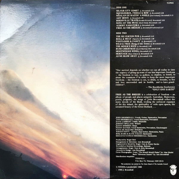 John Broomhall (2) : Free As The Breeze (LP, Album)