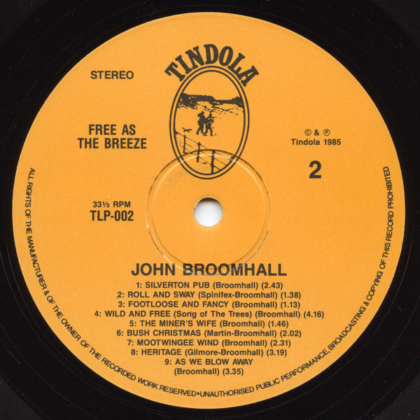 John Broomhall (2) : Free As The Breeze (LP, Album)