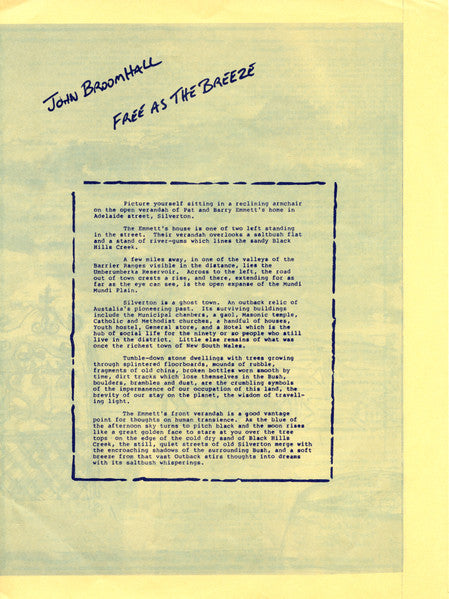 John Broomhall (2) : Free As The Breeze (LP, Album)