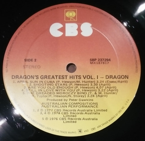 Dragon (5) : Dragon's Greatest Hits - Volume 1 (LP, Comp, RE, Gat)