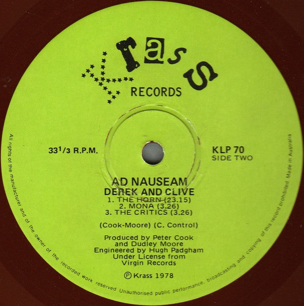 Derek & Clive : Ad Nauseam (LP, Bro)