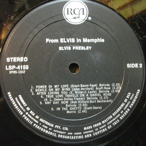 Elvis Presley : From Elvis In Memphis (LP, Album, Bla)