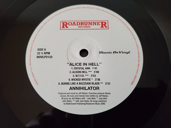 Annihilator (2) : Alice In Hell (LP, Album, RE, 180)