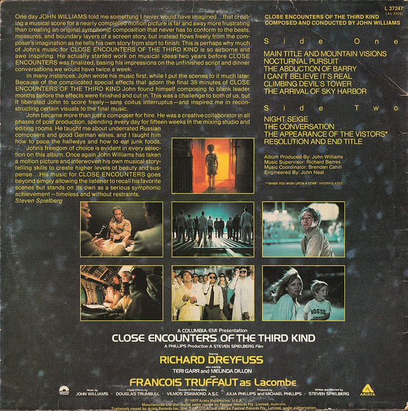 John Williams (4) : Close Encounters Of The Third Kind (Original Motion Picture Soundtrack) (LP, Album, RE, W/Lbl)