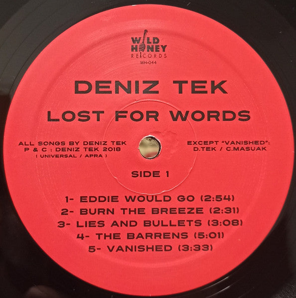 Deniz Tek : Lost For Words (LP, Album)