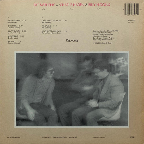 Pat Metheny w/ Charlie Haden & Billy Higgins : Rejoicing (LP, Album)