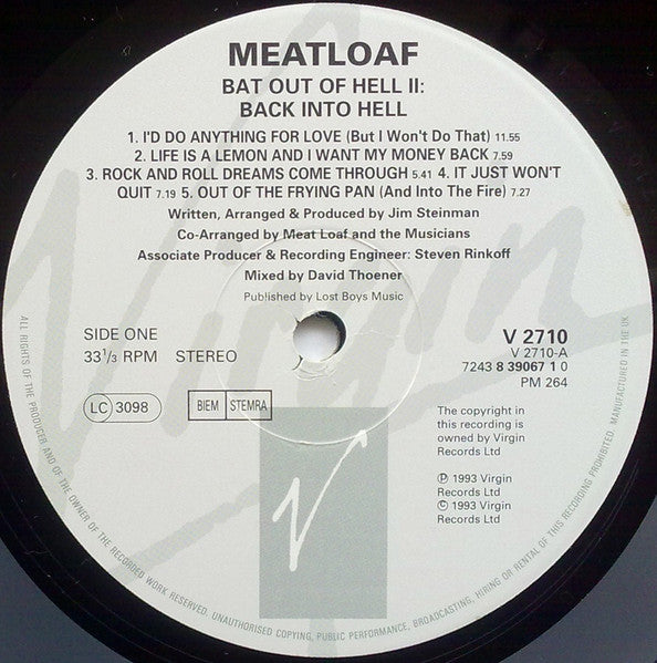 Meat Loaf : Bat Out Of Hell II: Back Into Hell (LP, Album)