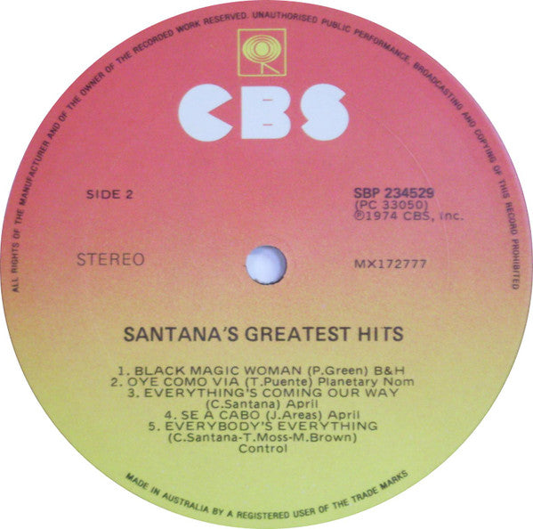 Santana : Santana's Greatest Hits (LP, Comp)