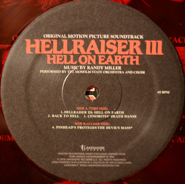 Randy Miller (2) : Hellraiser III: Hell On Earth (Original Motion Picture Soundtrack) (2xLP, Album, Ltd, RE, RM, Red)