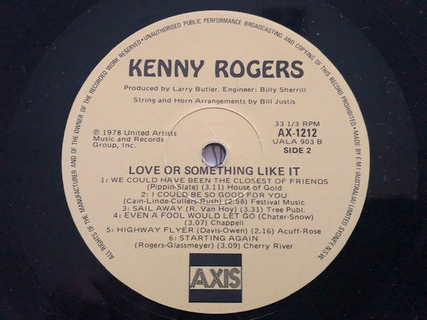 Kenny Rogers : Love Or Something Like It (LP, Album, RE)