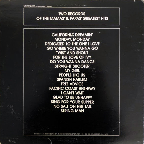 The Mamas & The Papas : The Mamas & Papas (2xLP, Comp, RE)