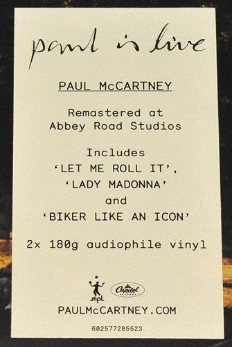 Paul McCartney : Paul Is Live (2xLP, Album, RE, RM, 180)