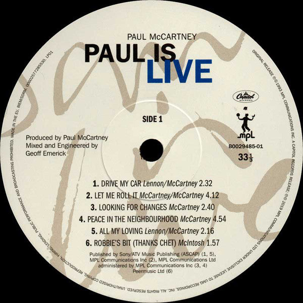Paul McCartney : Paul Is Live (2xLP, Album, RE, RM, 180)