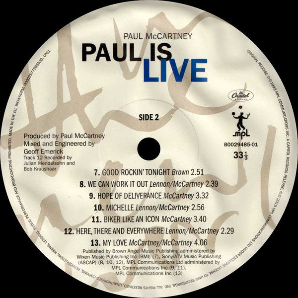 Paul McCartney : Paul Is Live (2xLP, Album, RE, RM, 180)