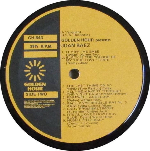Joan Baez : Golden Hour Presents Joan Baez (LP, Comp)