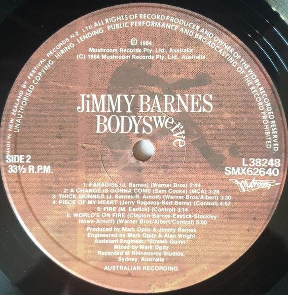 Jimmy Barnes : Bodyswerve (LP, Album)