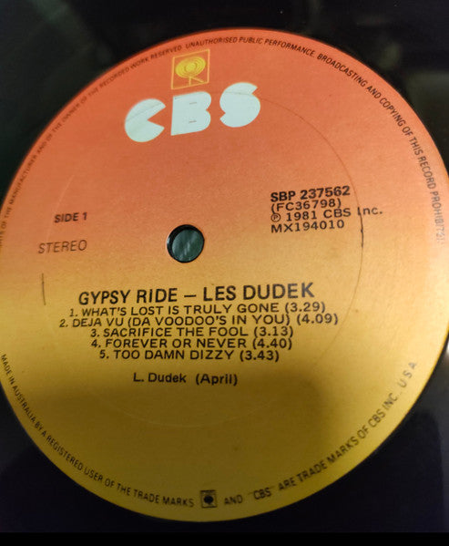 Les Dudek : Gypsy Ride (LP, Album)