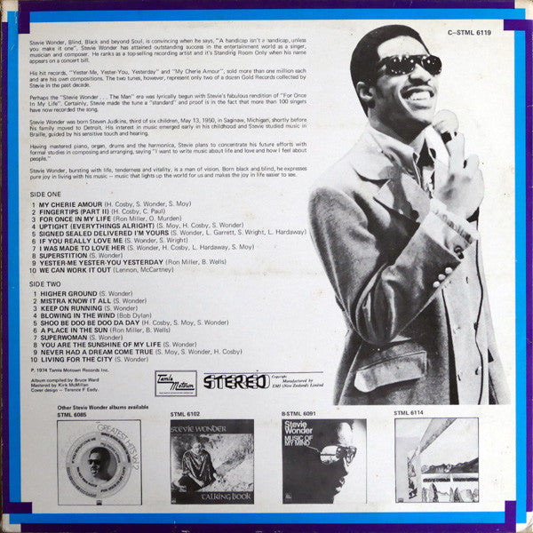 Stevie Wonder : His Twenty Greatest Hits (LP, Comp)