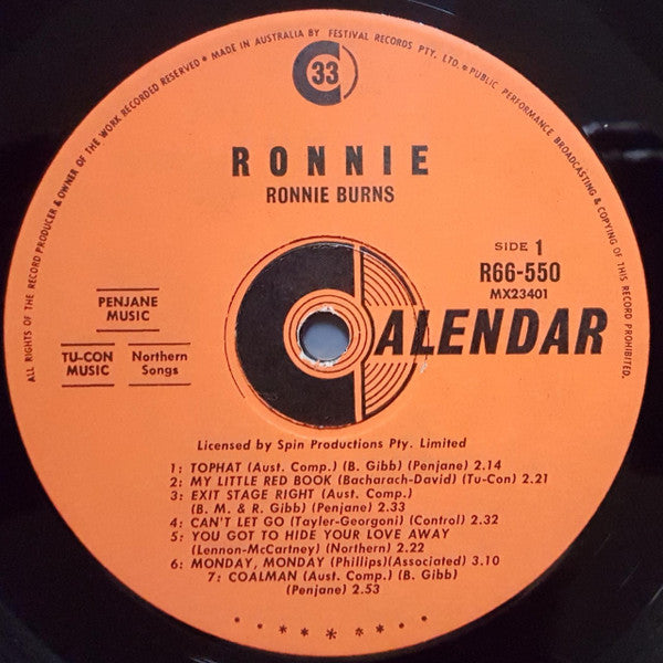 Ronnie Burns : Ronnie (LP, Album, Mono, RE)