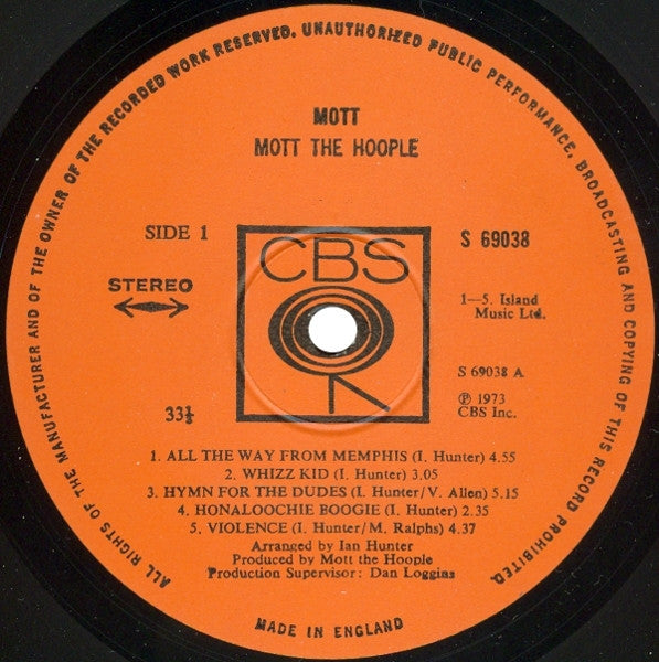 Mott The Hoople : Mott (LP, Album, Gat)