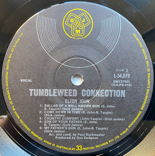 Elton John : Tumbleweed Connection (LP, Album, MP, RE, Gat)