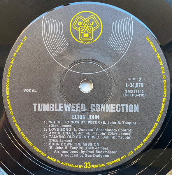 Elton John : Tumbleweed Connection (LP, Album, MP, RE, Gat)