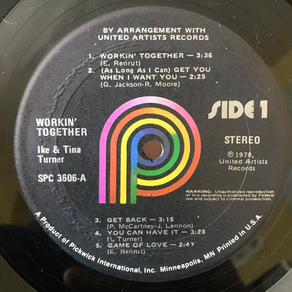 Ike & Tina Turner : Workin' Together (LP, Album, RE)