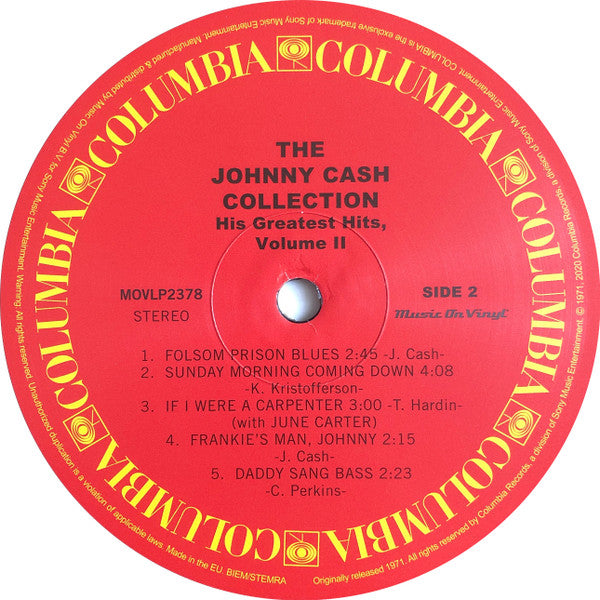 Johnny Cash : The Johnny Cash Collection (His Greatest Hits, Volume II) (LP, Album, Comp, RE, 180)