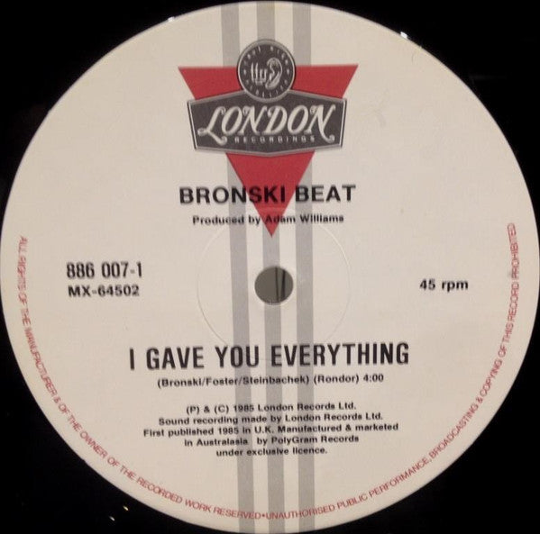 Bronski Beat : Hit That Perfect Beat (12")