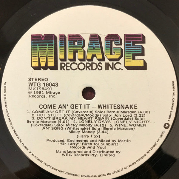Whitesnake : Come An' Get It (LP, Album)