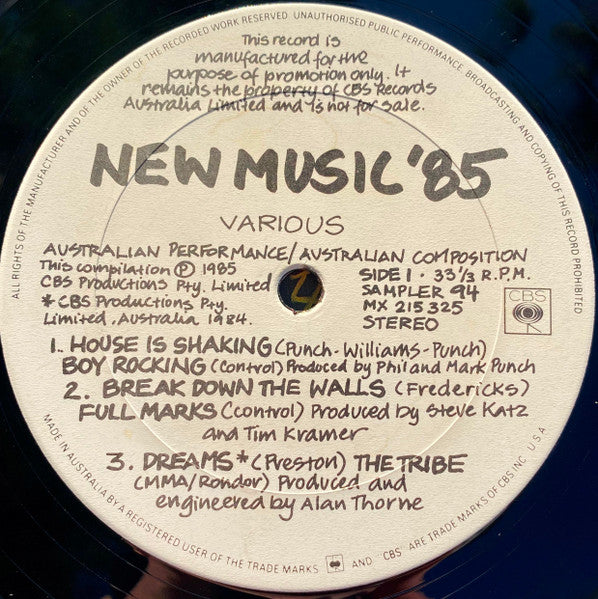 Various : New Music '85 (12", EP, Promo)