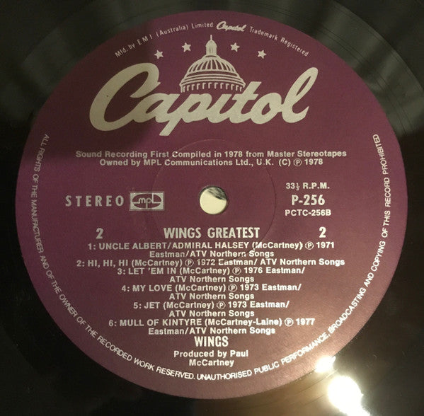 Wings (2) : Wings Greatest (LP, Comp, Pur)