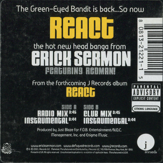 Erick Sermon Featuring Redman : React (12", Single)