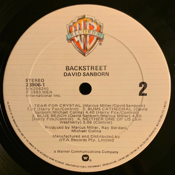 David Sanborn : Backstreet (LP, Album)