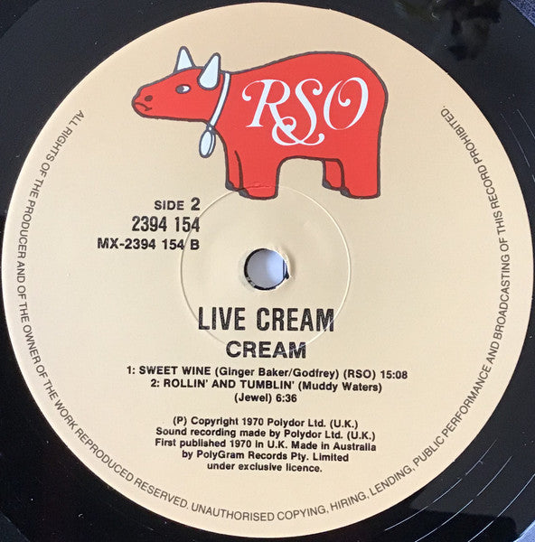 Cream (2) : Live Cream (LP, Album, RE)
