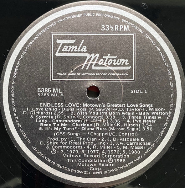 Various : Endless Love: Motown's Greatest Love Songs (LP, Comp)