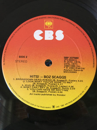 Boz Scaggs : Hits! (LP, Comp)