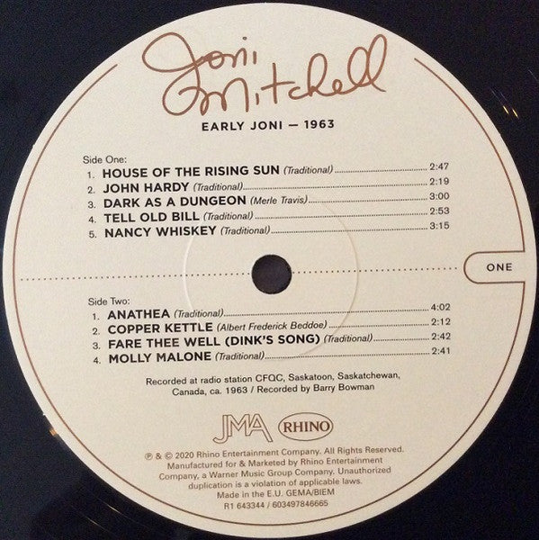 Joni Mitchell : Early Joni - 1963 (LP, Album, 180)