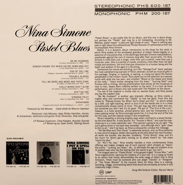 Nina Simone : Pastel Blues (LP, Album, RE, RM, 180)