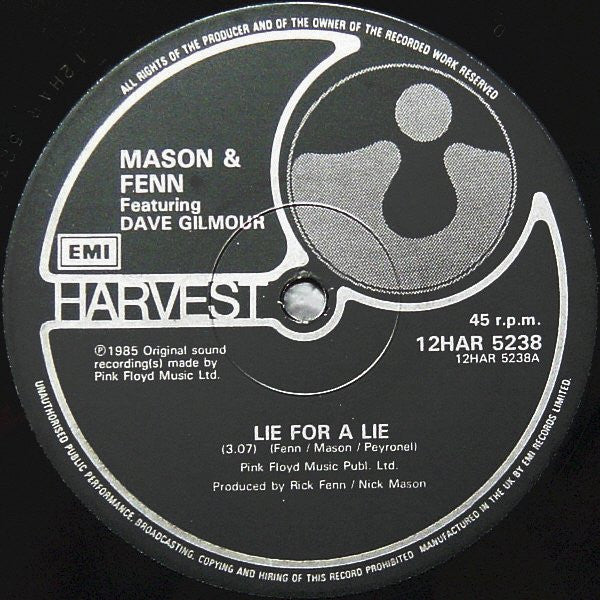 Nick Mason + Rick Fenn Featuring David Gilmour : Lie For A Lie (12", Single)