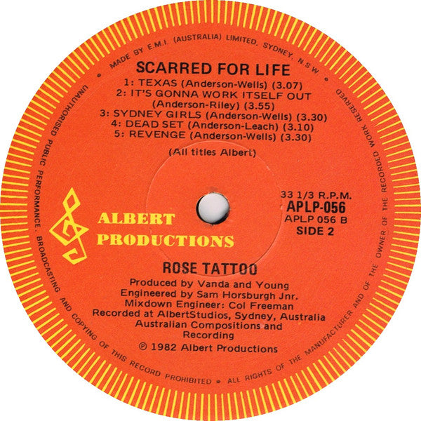 Rose Tattoo : Scarred For Life (LP, Album)