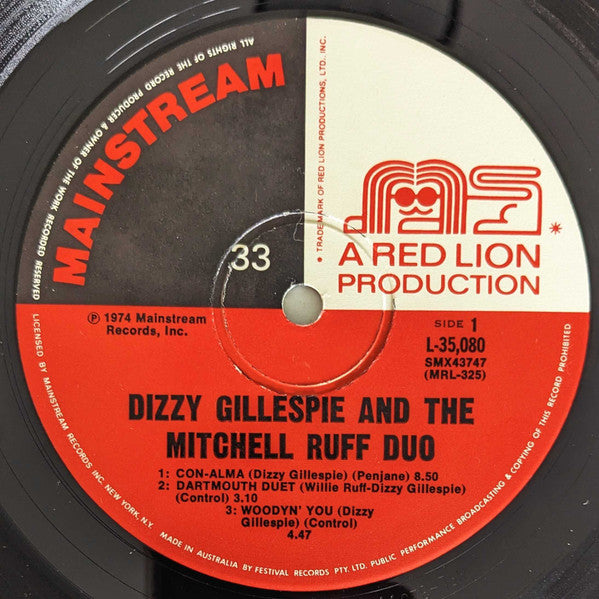 Dizzy Gillespie And The Mitchell-Ruff Duo : In Concert (LP, Album)