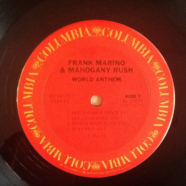 Frank Marino & Mahogany Rush : World Anthem (LP, Album, Ter)