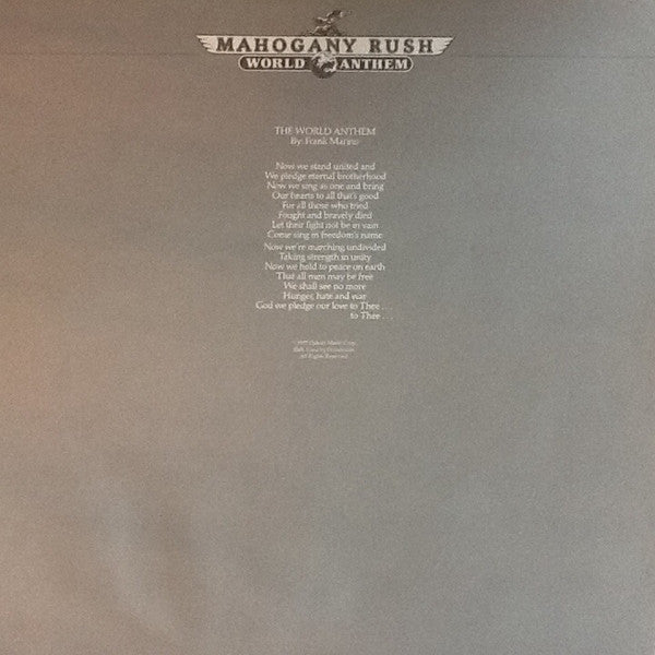 Frank Marino & Mahogany Rush : World Anthem (LP, Album, Ter)