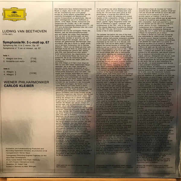 Ludwig van Beethoven – Wiener Philharmoniker, Carlos Kleiber : Symphonie Nr. 5 (LP)