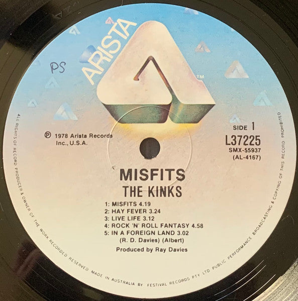 The Kinks : Misfits (LP, Album, RE)